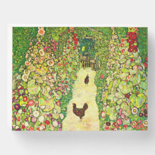 Gustav Klimt Garden with Chickens Wooden Box Sign