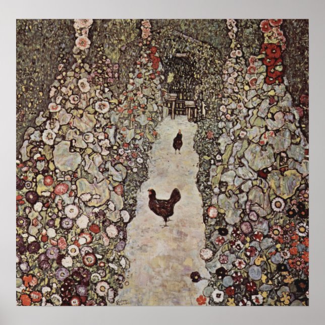 Gustav Klimt - Garden with Roosters Poster (Front)