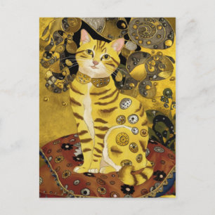 Gustav Klimt gold cute cat spoof, Gustav klimt art Postcard
