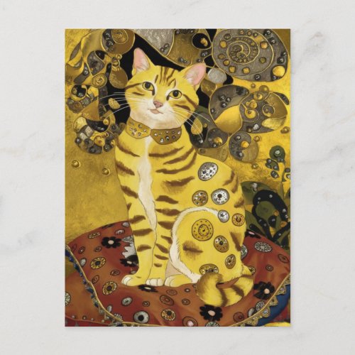 Gustav Klimt gold cute cat spoof Gustav klimt art Postcard