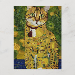 Gustav Klimt gold cute cat spoof, Gustav klimt art Postcard