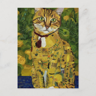 Gustav Klimt gold cute cat spoof, Gustav klimt art Postcard