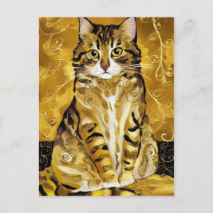 Gustav Klimt gold cute cat spoof, Gustav klimt art Postcard