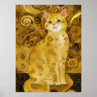 Gustav Klimt gold cute cat spoof, Gustav klimt art