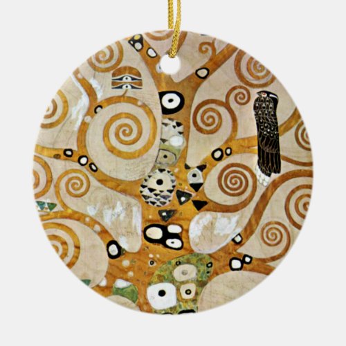 Gustav Klimt Golden Tree of Life with Bird Ceramic Ornament