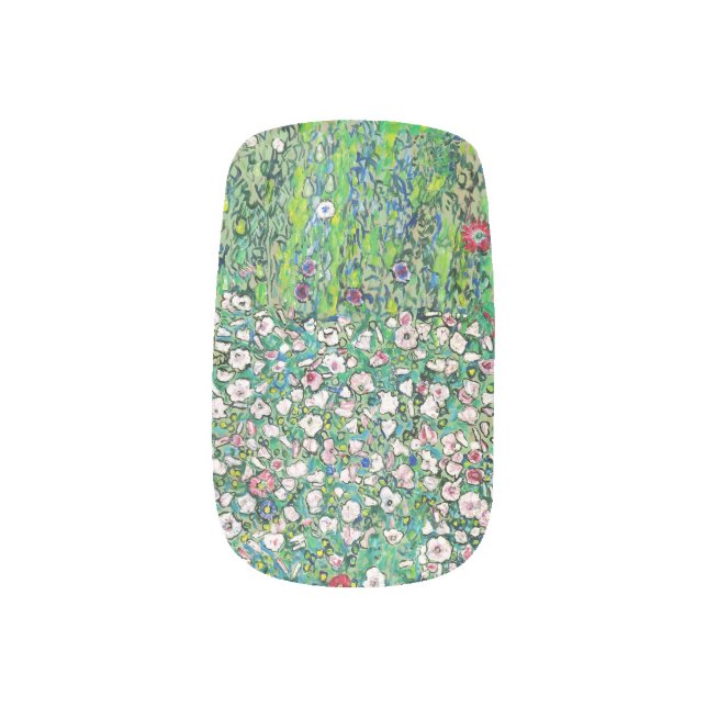 Gustav Klimt - Horticultural Landscape and Hilltop Minx Nail Art (Left Thumb)