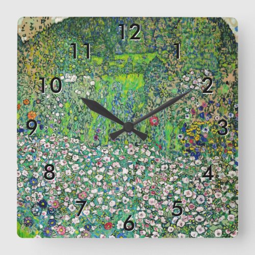 Gustav Klimt _ Horticultural Landscape and Hilltop Square Wall Clock