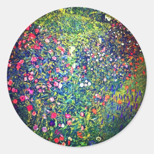 Gustav Klimt Italian Garden Classic Round Sticker