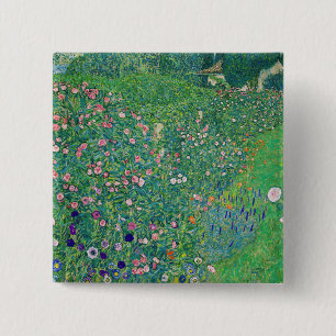 Gustav Klimt - Italian Garden Landscape Button
