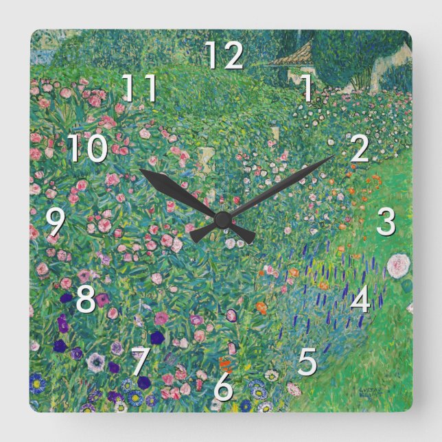 Gustav Klimt - Italian Garden Landscape Square Wall Clock (Front)