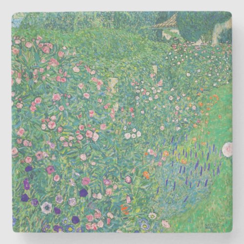 Gustav Klimt _ Italian Garden Landscape Stone Coaster