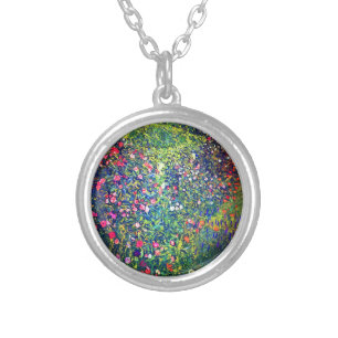 Gustav Klimt Italian Garden Silver Plated Necklace