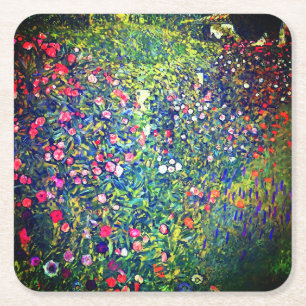 Gustav Klimt Italian Garden Square Paper Coaster