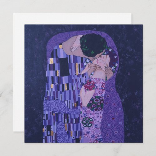Gustav Klimt Kiss in Purple Art Print Flat Card 