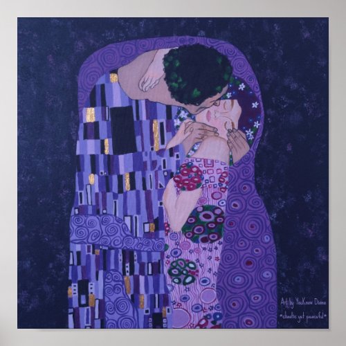 Gustav Klimt Kiss in Purple Poster