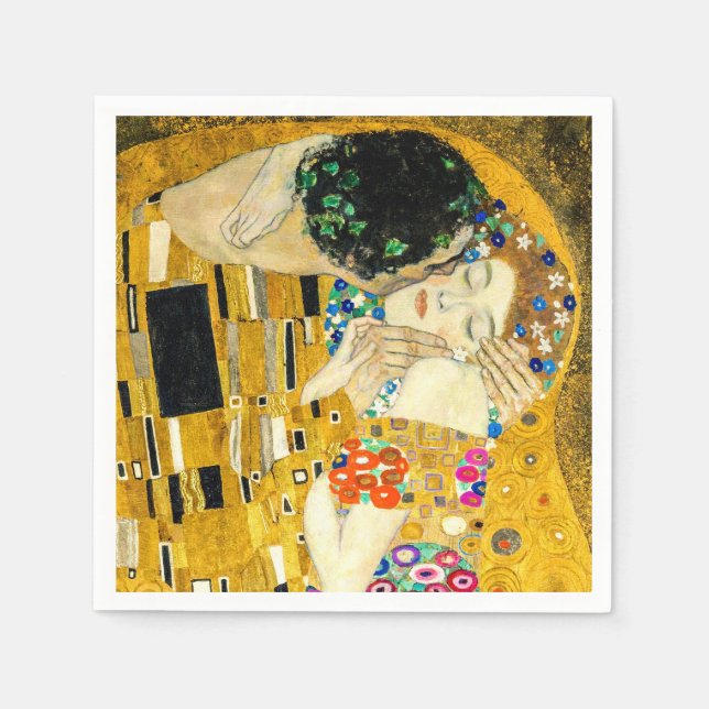 Gustav Klimt Kiss / Valentine's Day Romantic Art Napkins (Front)