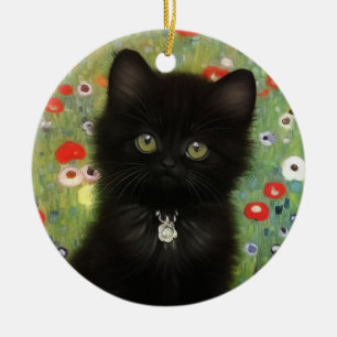 Gustav Klimt Kitten Ceramic Ornament