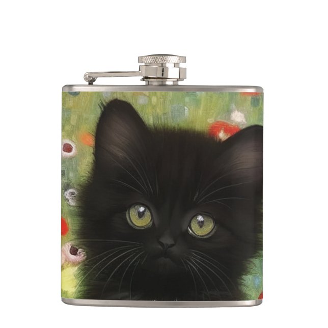 Gustav Klimt Kitten Flask (Front)