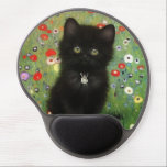 Gustav Klimt Kitten Gel Mouse Pad<br><div class="desc">Gel Mouse Pad featuring a Gustav Klimt kitten! This black kitty wears a silver collar and sits in a field of red,  blue,  white,  and yellow flowers. A wonderful gift for cat lovers and Austrian art enthusiasts!</div>