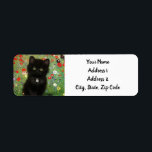 Gustav Klimt Kitten Label<br><div class="desc">Return Address Labels featuring a Gustav Klimt kitten! This black kitty wears a silver collar and sits in a field of red,  blue,  white,  and yellow flowers. A wonderful gift for cat lovers and Austrian art enthusiasts!</div>