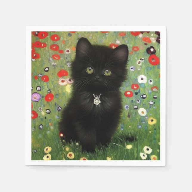 Gustav Klimt Kitten Napkins (Front)