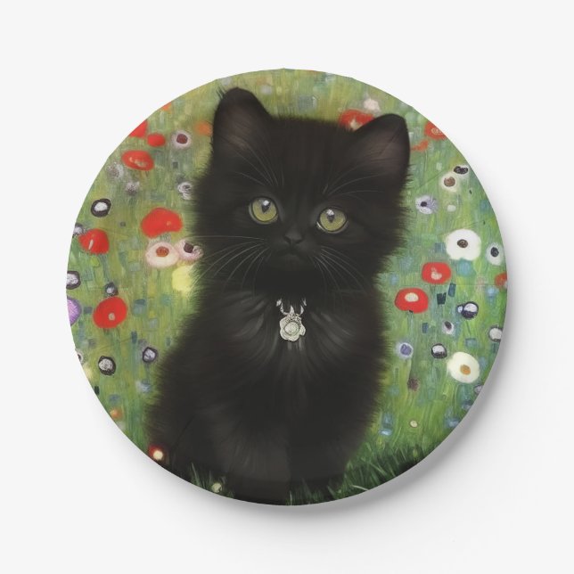 Gustav Klimt Kitten Paper Plates (Front)