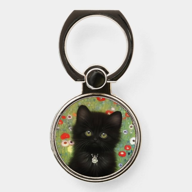 Gustav Klimt Kitten Phone Ring Stand (Front)
