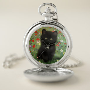 Gustav Klimt Kitten Pocket Watch