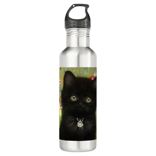 Gustav Klimt Kitten Stainless Steel Water Bottle (Front)