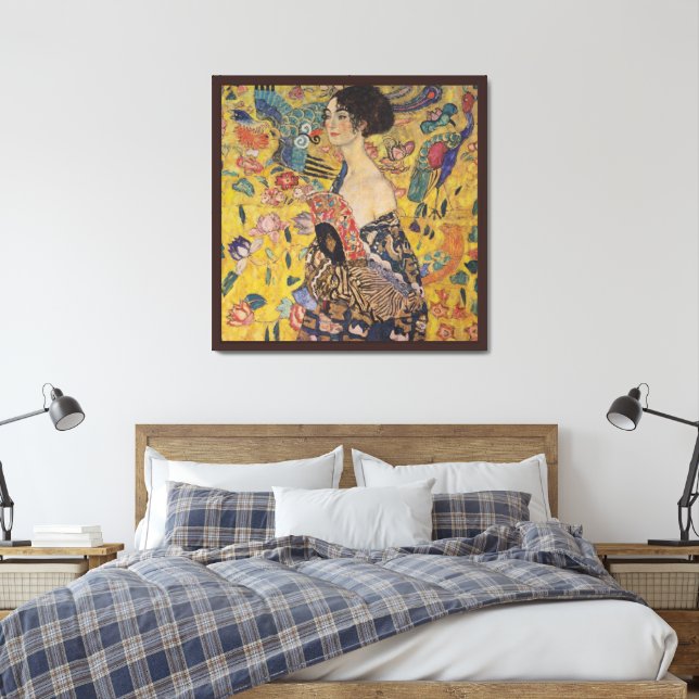 Gustav Klimt Lady with a Fan  Art Nouveau Framed Art (Bedroom)