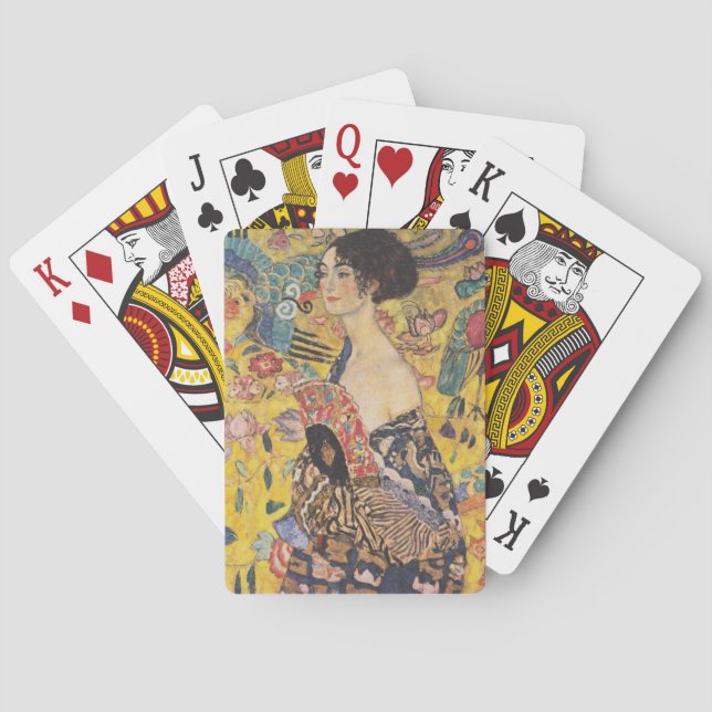 Gustav Klimt Lady with a Fan  Art Nouveau Poker Cards (Back)