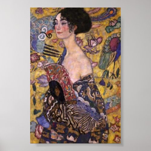 Gustav Klimt Lady With A Fan Poster 