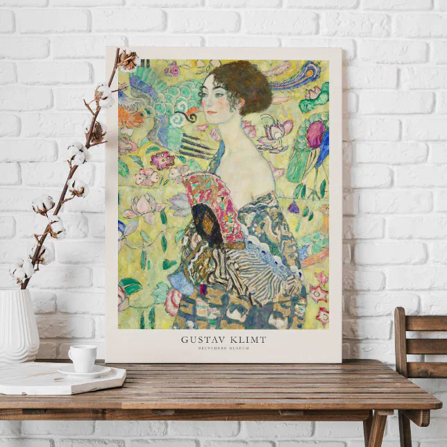 Gustav Klimt Lady with Fan Art Exhibition Poster Canvas Print | Zazzle