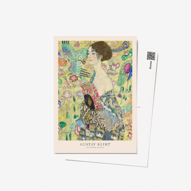 Gustav Klimt Lady with Fan Art Exhibition Poster Postcard (Creator Uploaded)
