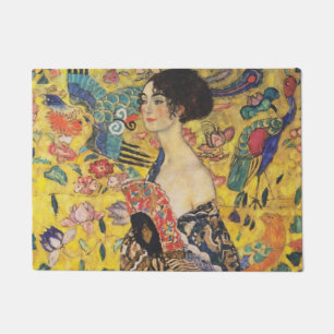 Gustav Klimt Lady With Fan Art Nouveau Painting Doormat