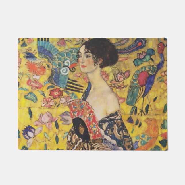 Gustav Klimt Lady With Fan Art Nouveau Painting Doormat (Front)