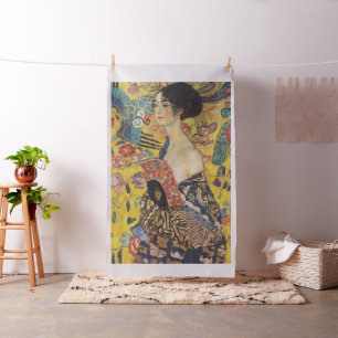 Gustav Klimt Lady With Fan Art Nouveau Painting Fabric
