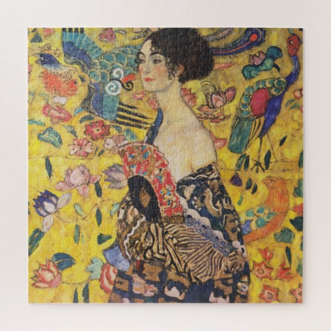 Gustav Klimt Lady With Fan Art Nouveau Painting Jigsaw Puzzle (Vertical)