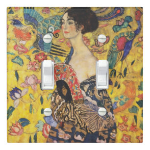 Gustav Klimt Lady With Fan Art Nouveau Painting Light Switch Cover