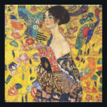 Gustav Klimt Lady With Fan Art Nouveau Painting Photo Print<br><div class="desc">Gustav Klimt Lady With Fan Art Nouveau Painting This half portrait of a beautiful woman shows a yellow background with asiatic ornaments, colorful birds and lotus flowers. The lady wears a dress in the style of a kimono imprinted with motives of a Chinese dragon dress. Beautiful artistic romantic decorative fine...</div>