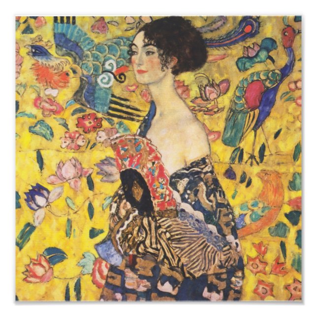 Gustav Klimt Lady With Fan Art Nouveau Painting Photo Print (Front)