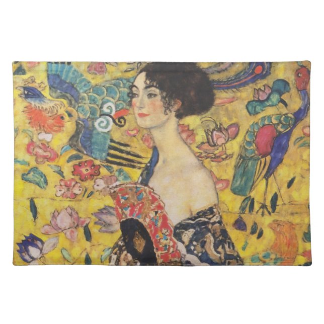 Gustav Klimt Lady With Fan Art Nouveau Painting Placemat (Front)