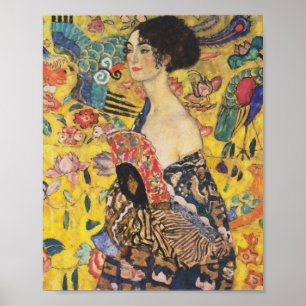 Gustav Klimt Lady With Fan Art Nouveau Painting Poster