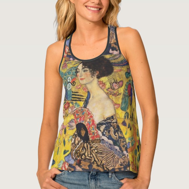 Gustav Klimt Lady With Fan Art Nouveau Painting Tank Top (Front)