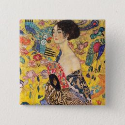 Gustav Klimt - Lady with Fan Button