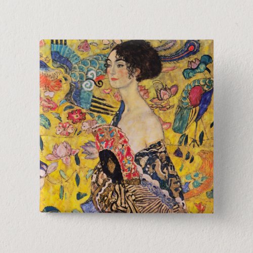 Gustav Klimt _ Lady with Fan Button