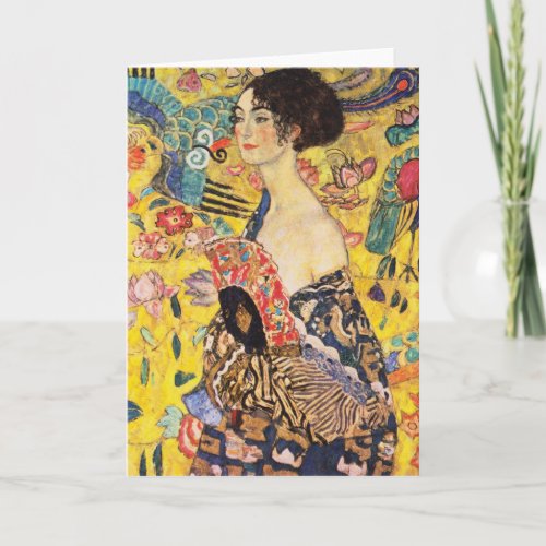 Gustav Klimt Lady With Fan Card