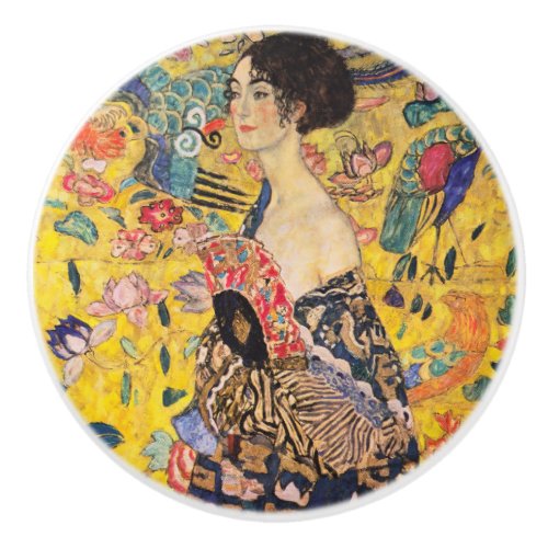 Gustav Klimt _ Lady with Fan Ceramic Knob