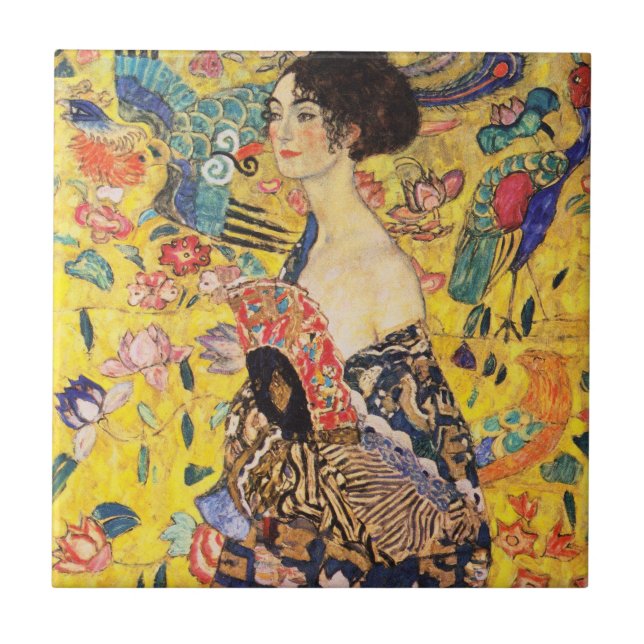 Gustav Klimt Lady With Fan Ceramic Tile (Front)