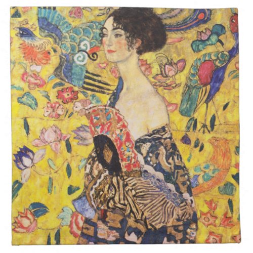 Gustav Klimt Lady With Fan Cloth Napkin